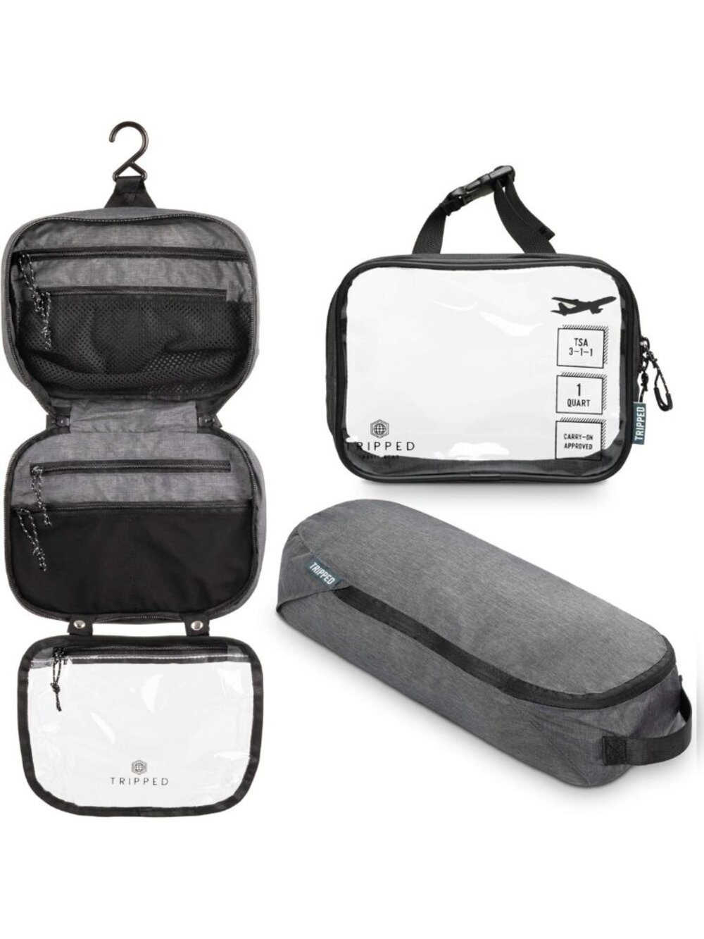 Travel Toiletry Bag Set: Hanging Organizer + TSA-Approved Cosmetic Bag